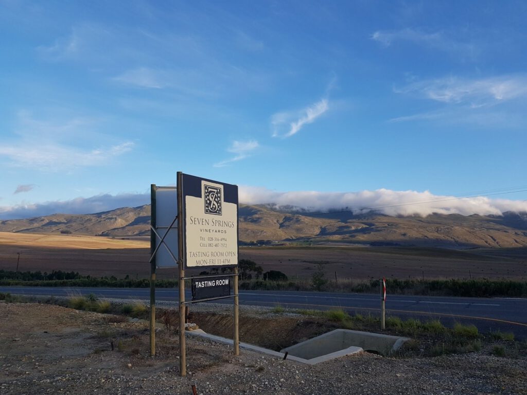 Seven Springs winery visit Hemel-en-Aarde Valley Road entrance